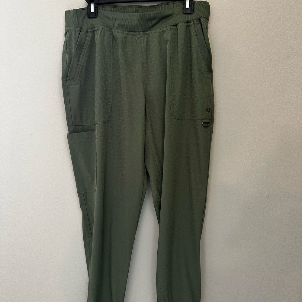 UA Bella Green Cheetah Print Jogger Scrub Pants